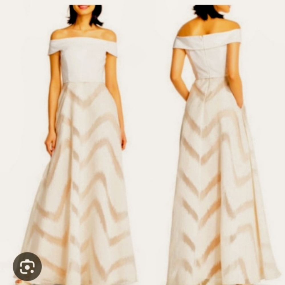 Adriana Pappell ball gown off the shoulder